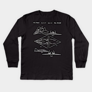 F-117 Nighthawk Patent | Stealth Bomber Kids Long Sleeve T-Shirt
